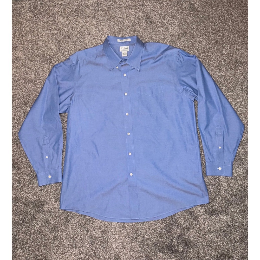 L.L.Bean Men's Blue Long Sleeve Tradition Fit ButtonDown Shirt 17-35 100% Cotton